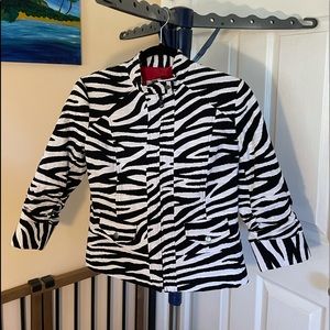 ❤️Chico's Black White Zebra Striped Blazer size 0 zero